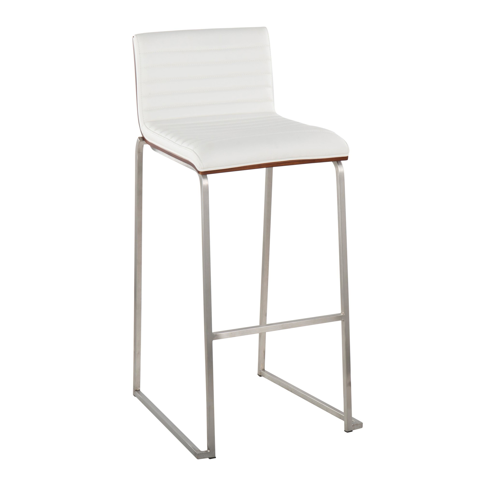 Mason Mara 30 Contemporary Walnut and White Barstools (Set of 2) 3 Mason Mara 30 Contemporary Walnut and White Barstools (Set of 2) - Image 3