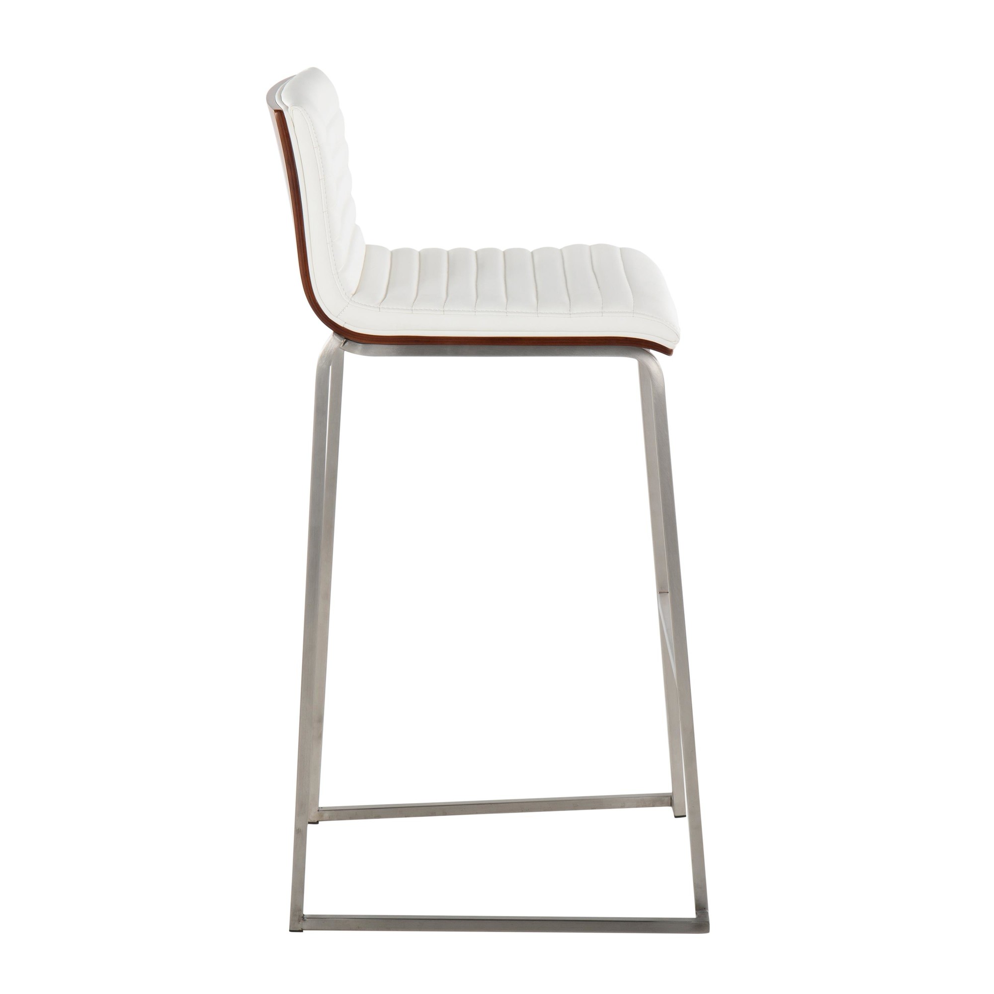 Mason Mara 30 Contemporary Walnut and White Barstools (Set of 2) 4 Mason Mara 30 Contemporary Walnut and White Barstools (Set of 2) - Image 4