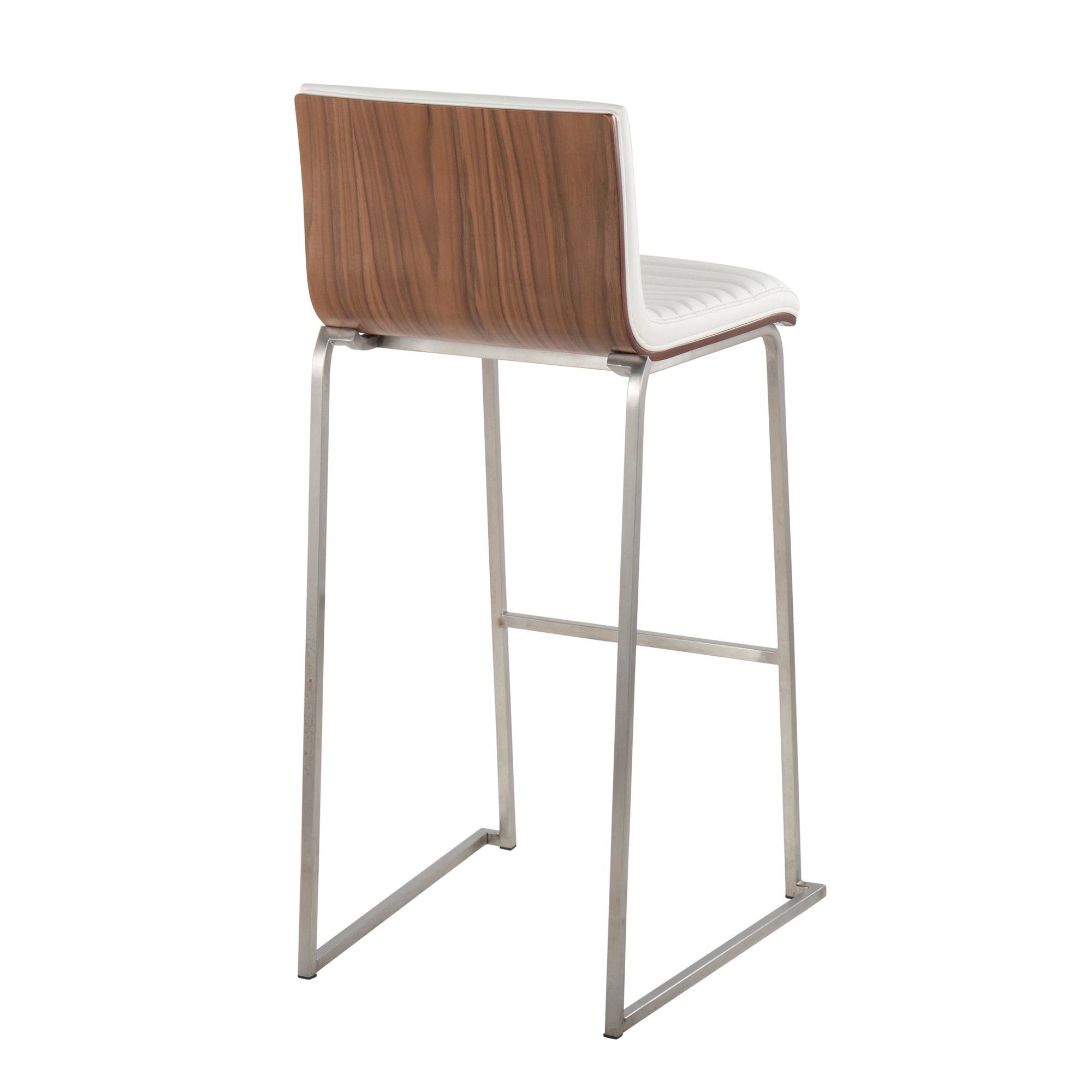 Mason Mara 30 Contemporary Walnut and White Barstools (Set of 2) 5 Mason Mara 30 Contemporary Walnut and White Barstools (Set of 2) - Image 5