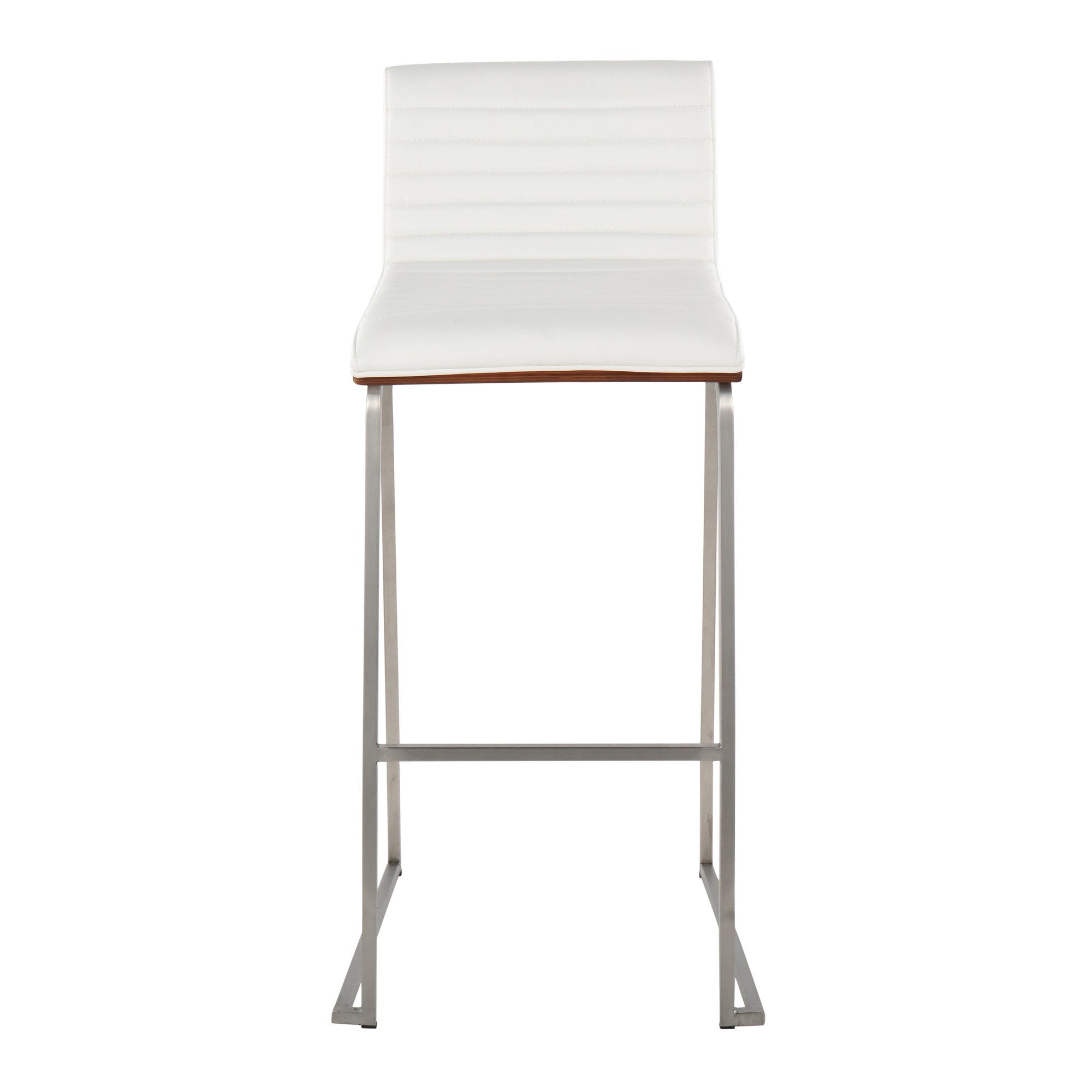 Mason Mara 30 Contemporary Walnut and White Barstools (Set of 2) 7 Mason Mara 30 Contemporary Walnut and White Barstools (Set of 2) - Image 7