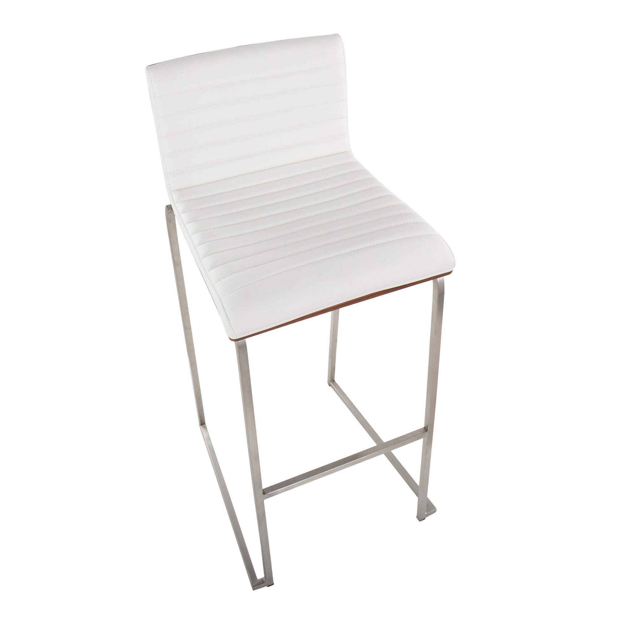 Mason Mara 30 Contemporary Walnut and White Barstools (Set of 2) 8 Mason Mara 30 Contemporary Walnut and White Barstools (Set of 2) - Image 8