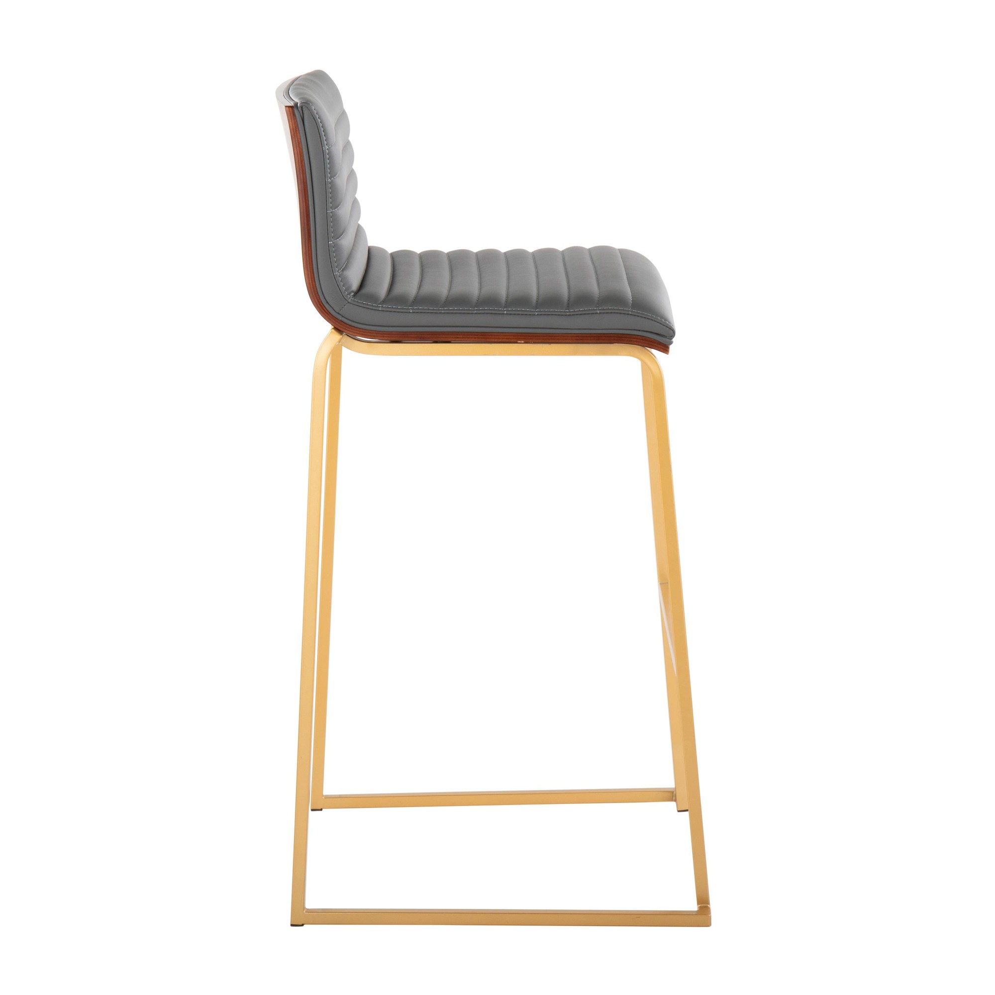 Mason Mara 30-Inch Contemporary Gold and Grey Barstools (Set of 2) 4 Mason Mara 30-Inch Contemporary Gold and Grey Barstools (Set of 2) - Image 4