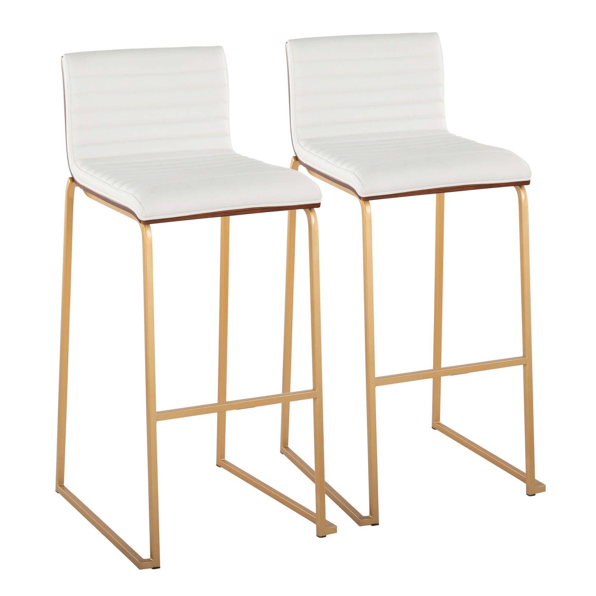 Mason Mara Gold and White 30-Inch Contemporary Barstools (Set of 2) 2 Mason Mara Gold and White 30-Inch Contemporary Barstools (Set of 2) - Image 2
