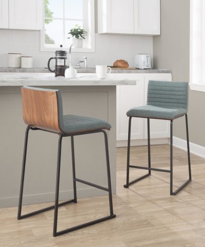 Mason Mara Green Contemporary 26-Inch Counter Stools (Set of 2)
