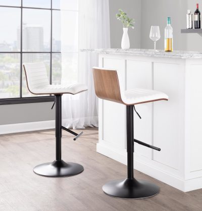 Mason Walnut Wood Contemporary Swivel Barstools (Set of 2)