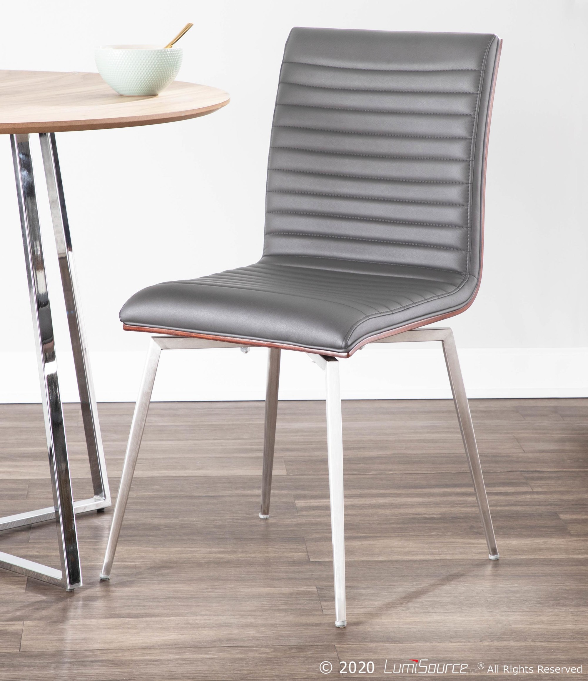 Mason Walnut and Grey Contemporary Swivel Accent Chair (Set of 2) 2 Mason Walnut and Grey Contemporary Swivel Accent Chair (Set of 2) - Image 2