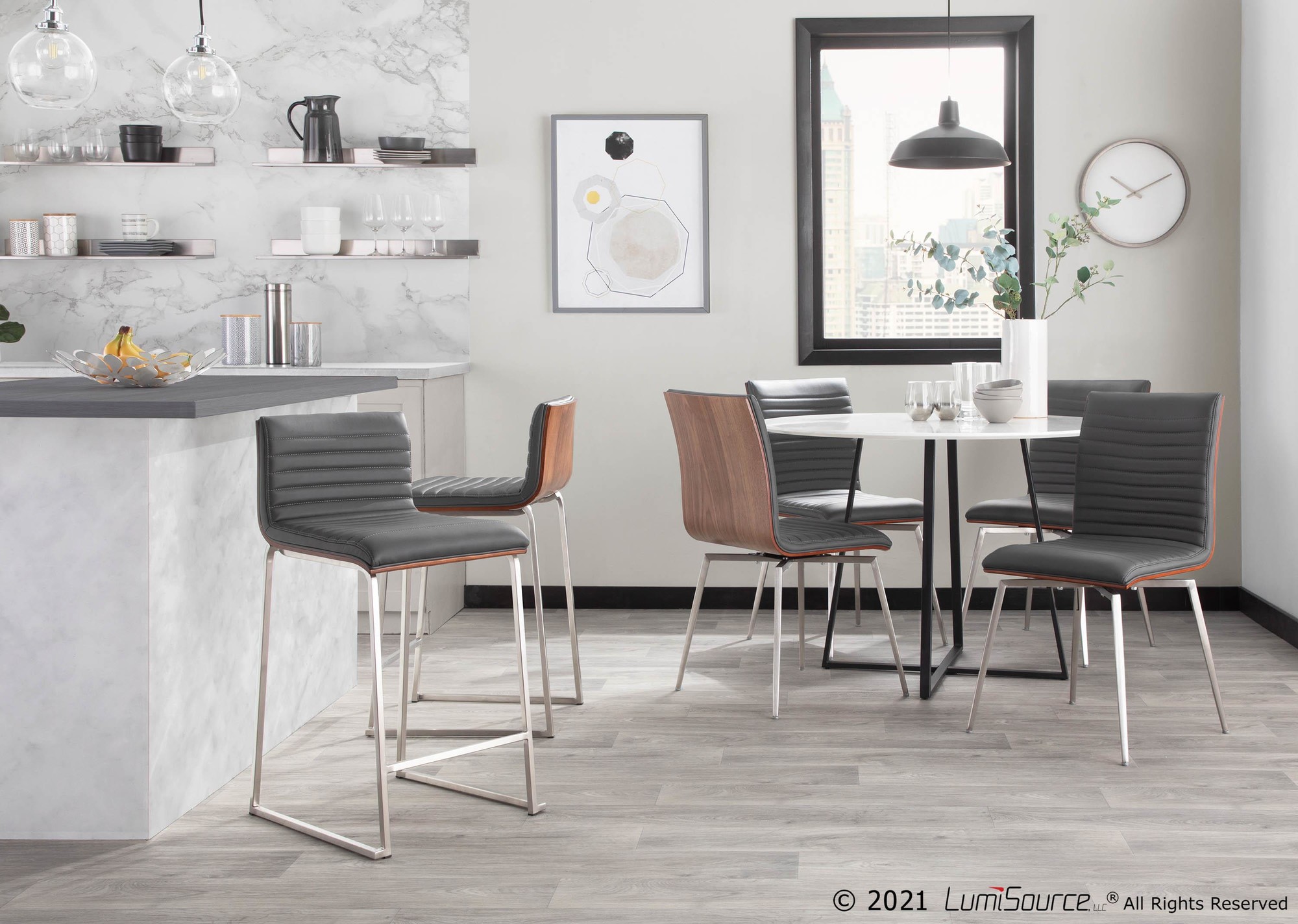 Mason Walnut and Grey Contemporary Swivel Accent Chair (Set of 2) 5 Mason Walnut and Grey Contemporary Swivel Accent Chair (Set of 2) - Image 5