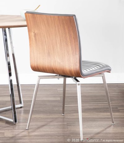 Mason Walnut and Grey Contemporary Swivel Accent Chair (Set of 2)