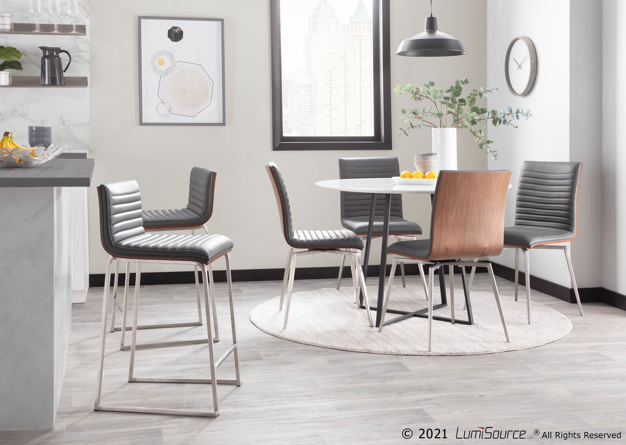 Mason Walnut and Grey Contemporary Swivel Accent Chair (Set of 2) 6 Mason Walnut and Grey Contemporary Swivel Accent Chair (Set of 2) - Image 6