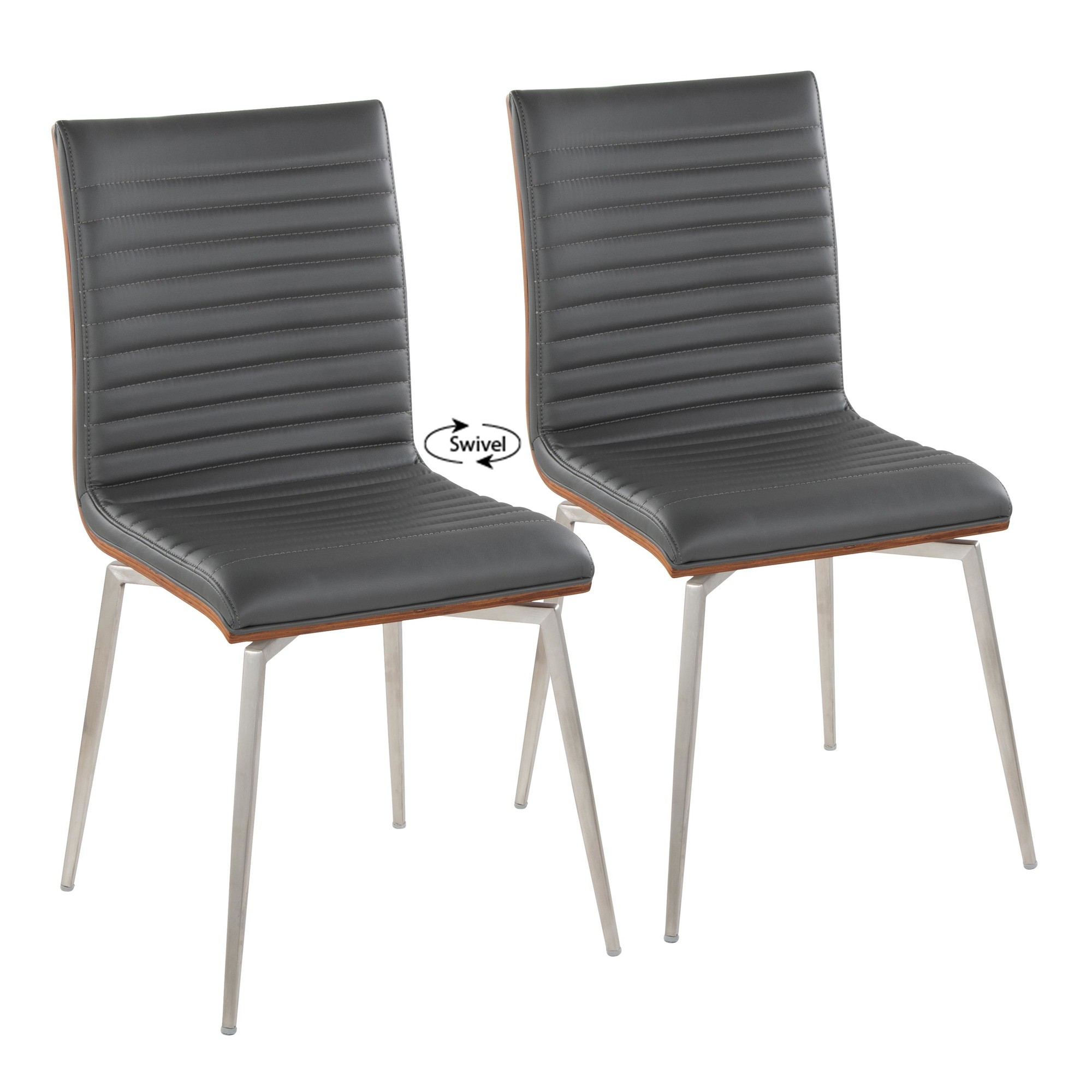 Mason Walnut and Grey Contemporary Swivel Accent Chair (Set of 2) 9 Mason Walnut and Grey Contemporary Swivel Accent Chair (Set of 2) - Image 9