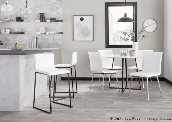Mason White Faux Leather Contemporary Swivel Chairs Set of 2 1