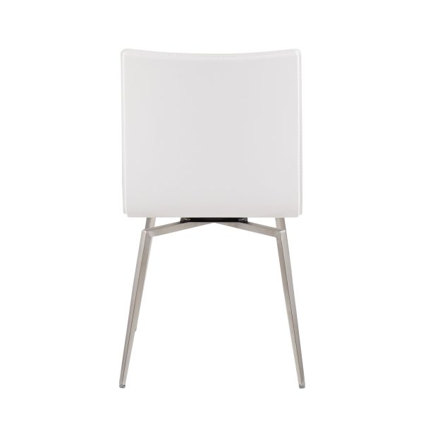 Mason White Faux Leather Contemporary Swivel Chairs Set of 2 10