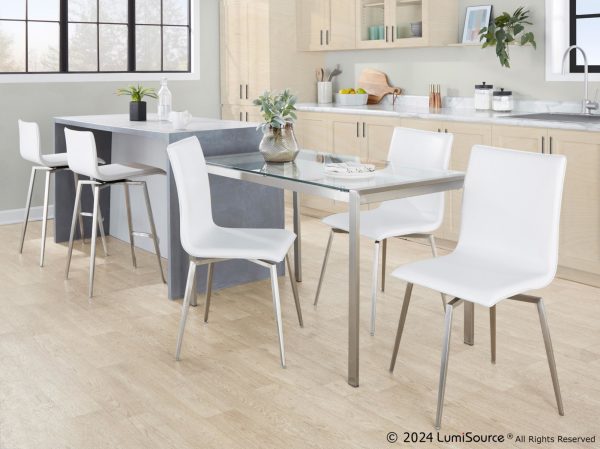 Mason White Faux Leather Contemporary Swivel Chairs Set of 2 5
