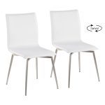 Mason White Faux Leather Contemporary Swivel Chairs (Set of 2)
