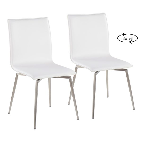 Mason White Faux Leather Contemporary Swivel Chairs Set of 2 6