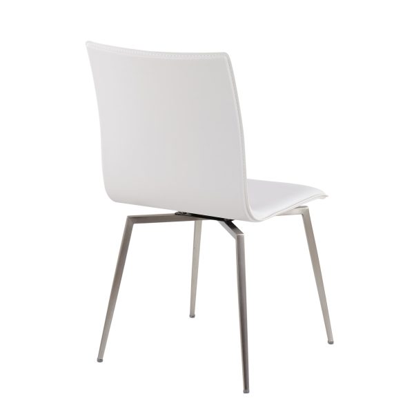 Mason White Faux Leather Contemporary Swivel Chairs Set of 2 9