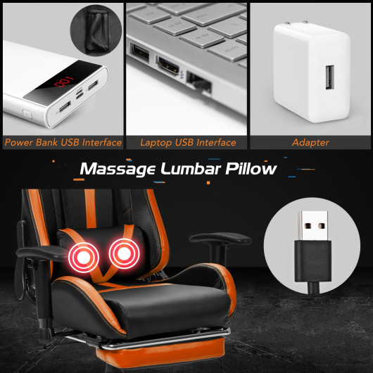 Massage Gaming Chair with Reclining Backrest and Footrest Blue 12 Massage Gaming Chair with Reclining Backrest and Footrest Blue - Image 12