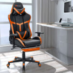 Massage Gaming Chair with Reclining Backrest and Footrest Blue 22 Massage Gaming Chair with Reclining Backrest and Footrest Blue