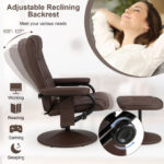 Swivel Massage Recliner Chair with Adjustable Backrest and Ottoman