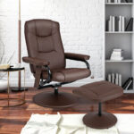 Swivel Massage Recliner Chair with Adjustable Backrest and Ottoman