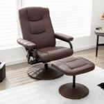 Swivel Massage Recliner Chair with Adjustable Backrest and Ottoman