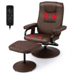 Swivel Massage Recliner Chair with Adjustable Backrest and Ottoman