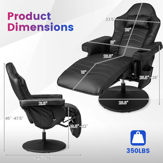 Massage Reclining Gaming Chair with Adjustable Height, Footrest, and Reclining Backrest 12 Massage Reclining Gaming Chair with Adjustable Height, Footrest, and Reclining Backrest - Image 12