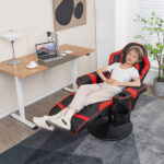 Massage Reclining Gaming Chair with Adjustable Height, Footrest, and Reclining Backrest 51 Massage Reclining Gaming Chair with Adjustable Height, Footrest, and Reclining Backrest