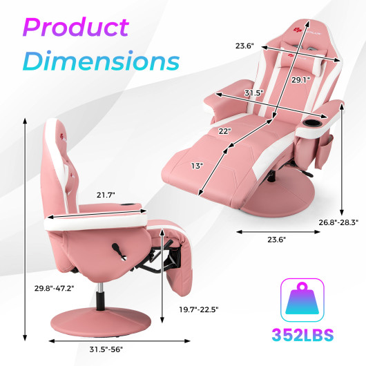 Massage Reclining Gaming Chair with Adjustable Height, Footrest, and Reclining Backrest 25 Massage Reclining Gaming Chair with Adjustable Height, Footrest, and Reclining Backrest - Image 25