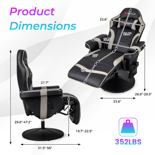 Massage Reclining Gaming Chair with Adjustable Height, Footrest, and Reclining Backrest 32 Massage Reclining Gaming Chair with Adjustable Height, Footrest, and Reclining Backrest - Image 32