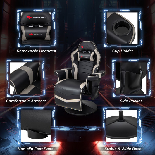 Massage Reclining Gaming Chair with Adjustable Height, Footrest, and Reclining Backrest 33 Massage Reclining Gaming Chair with Adjustable Height, Footrest, and Reclining Backrest - Image 33