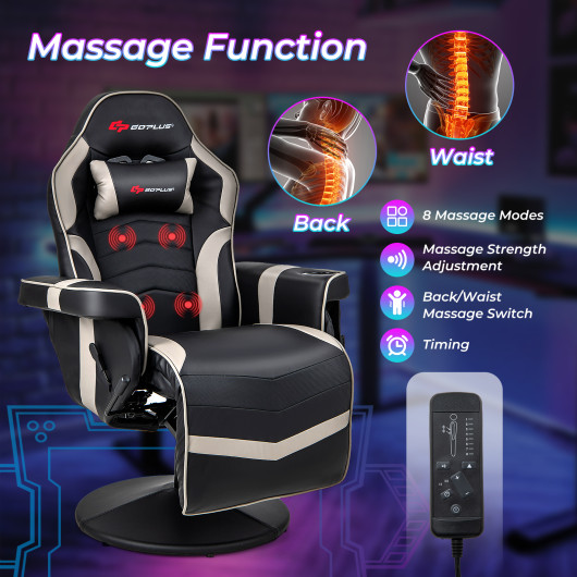 Massage Reclining Gaming Chair with Adjustable Height, Footrest, and Reclining Backrest 35 Massage Reclining Gaming Chair with Adjustable Height, Footrest, and Reclining Backrest - Image 35