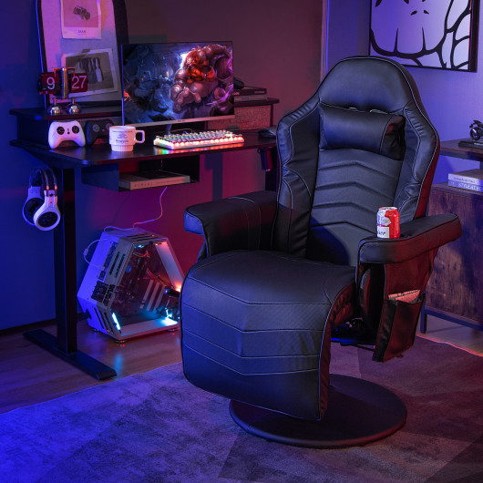 Massage Reclining Gaming Chair with Adjustable Height, Footrest, and Reclining Backrest 8 Massage Reclining Gaming Chair with Adjustable Height, Footrest, and Reclining Backrest - Image 8