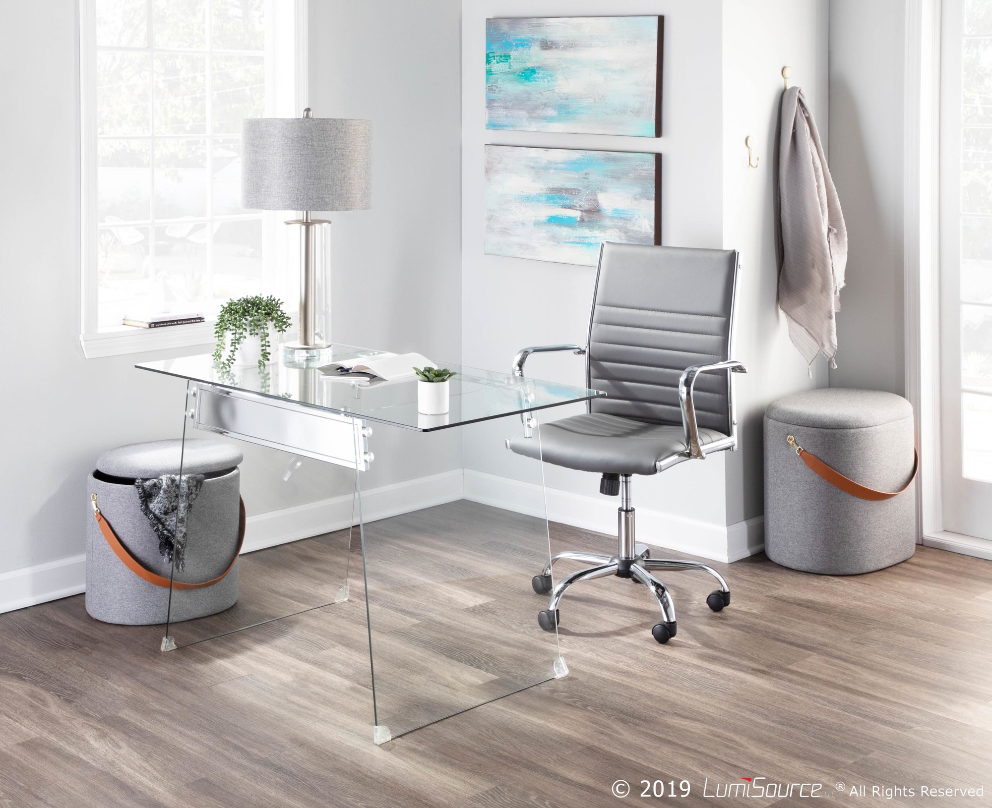 Master Grey Faux Leather Contemporary Swivel Office Chair 2 Master Grey Faux Leather Contemporary Swivel Office Chair - Image 2