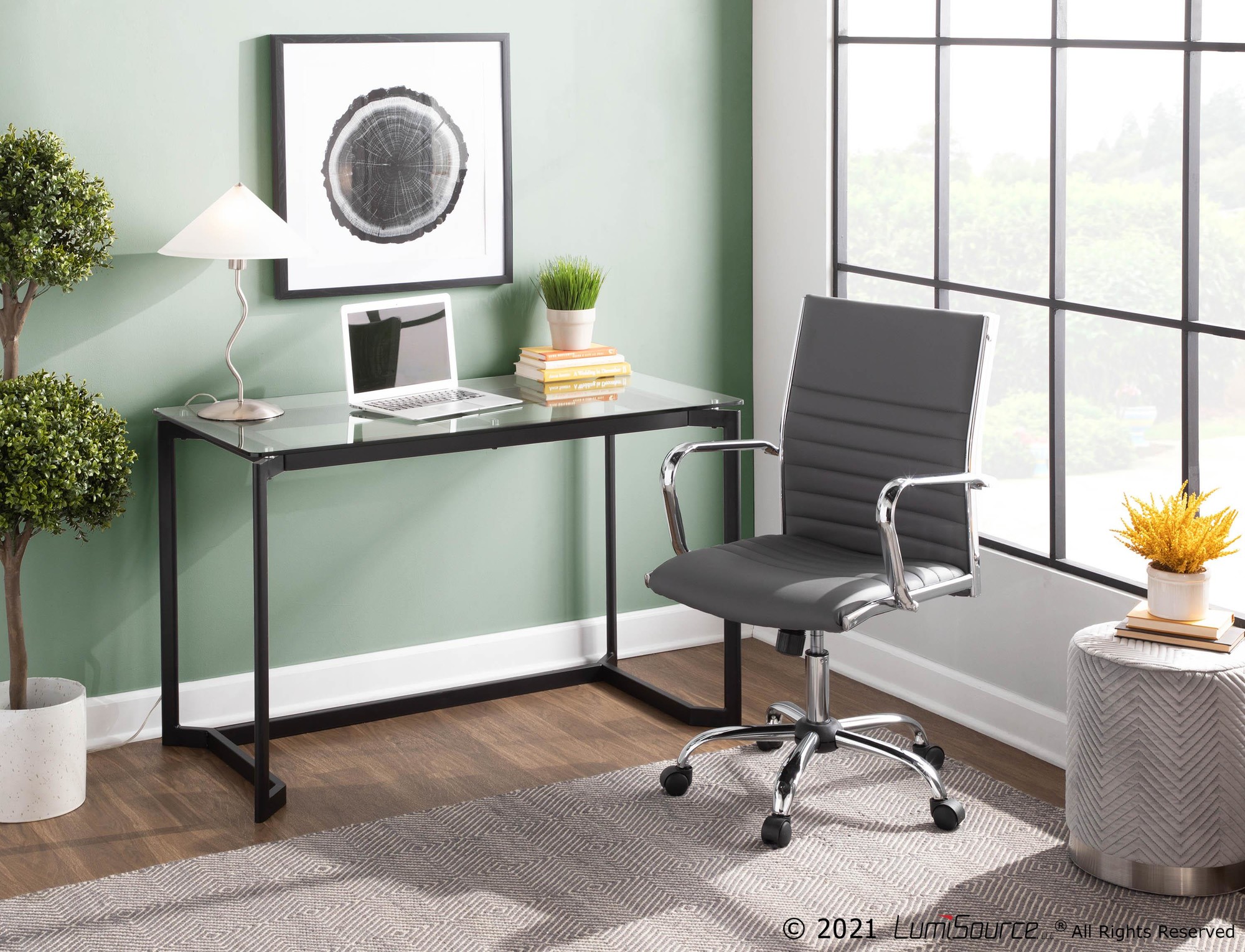 Master Grey Faux Leather Contemporary Swivel Office Chair 4 Master Grey Faux Leather Contemporary Swivel Office Chair - Image 4