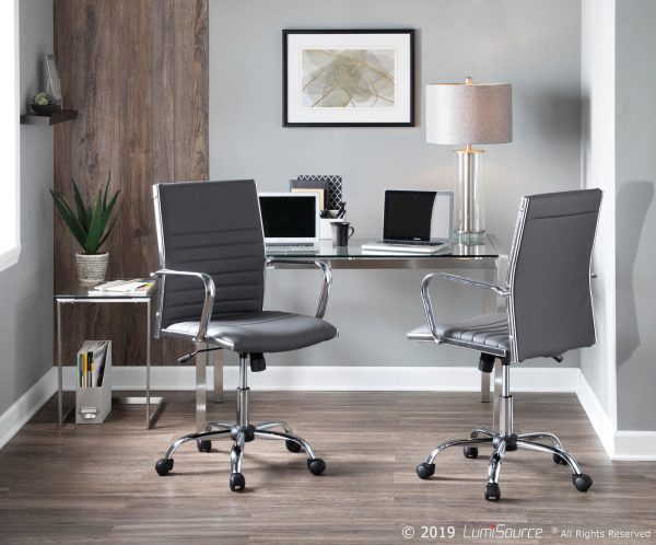 Master Grey Faux Leather Contemporary Swivel Office Chair