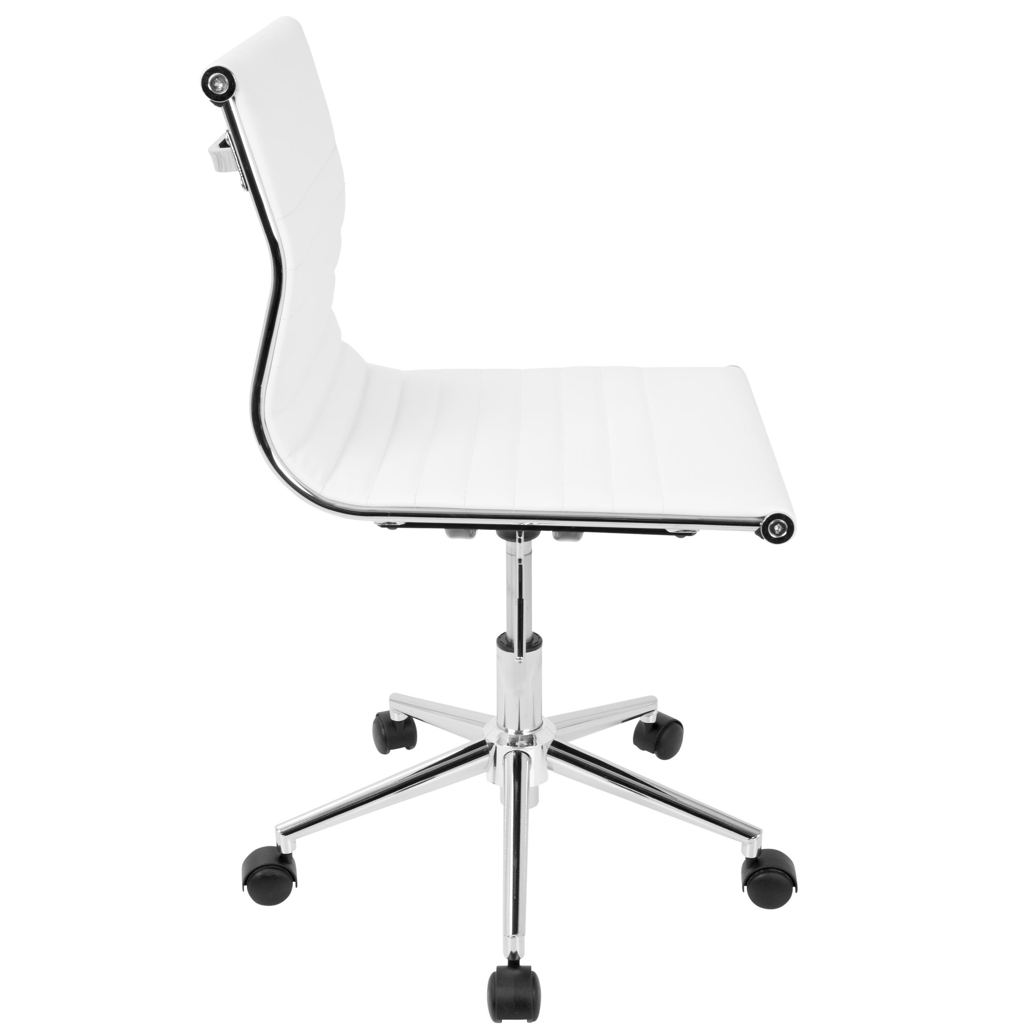 Master White Faux Leather Contemporary Armless Adjustable Task Chair 3 Master White Faux Leather Contemporary Armless Adjustable Task Chair - Image 3