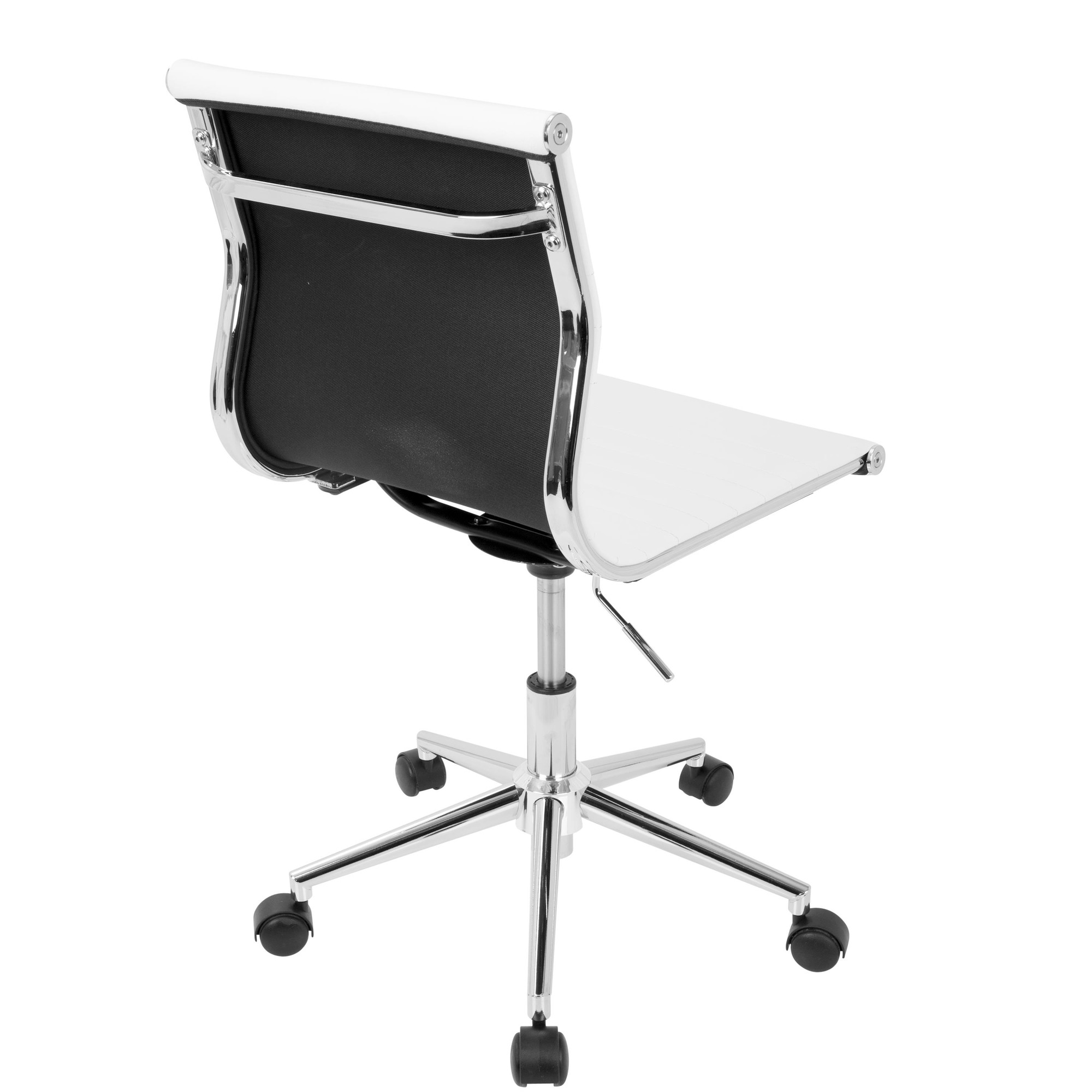 Master White Faux Leather Contemporary Armless Adjustable Task Chair 4 Master White Faux Leather Contemporary Armless Adjustable Task Chair - Image 4