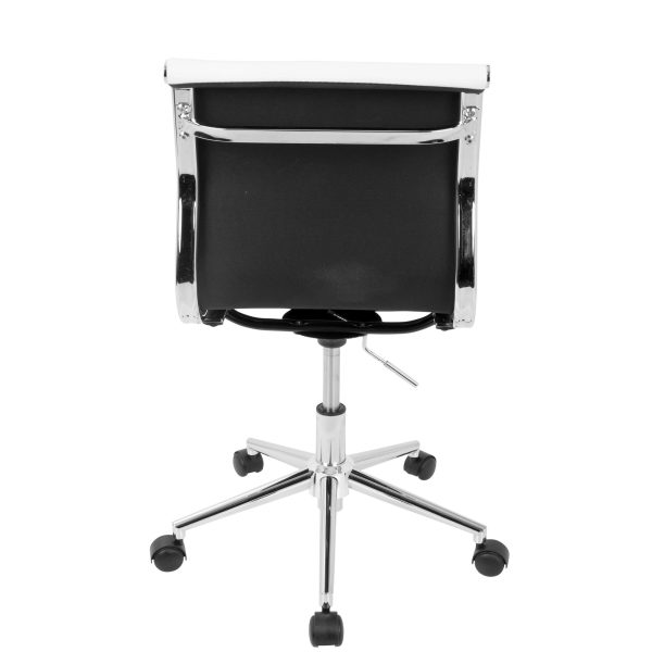 Master White Faux Leather Contemporary Armless Adjustable Task Chair 4