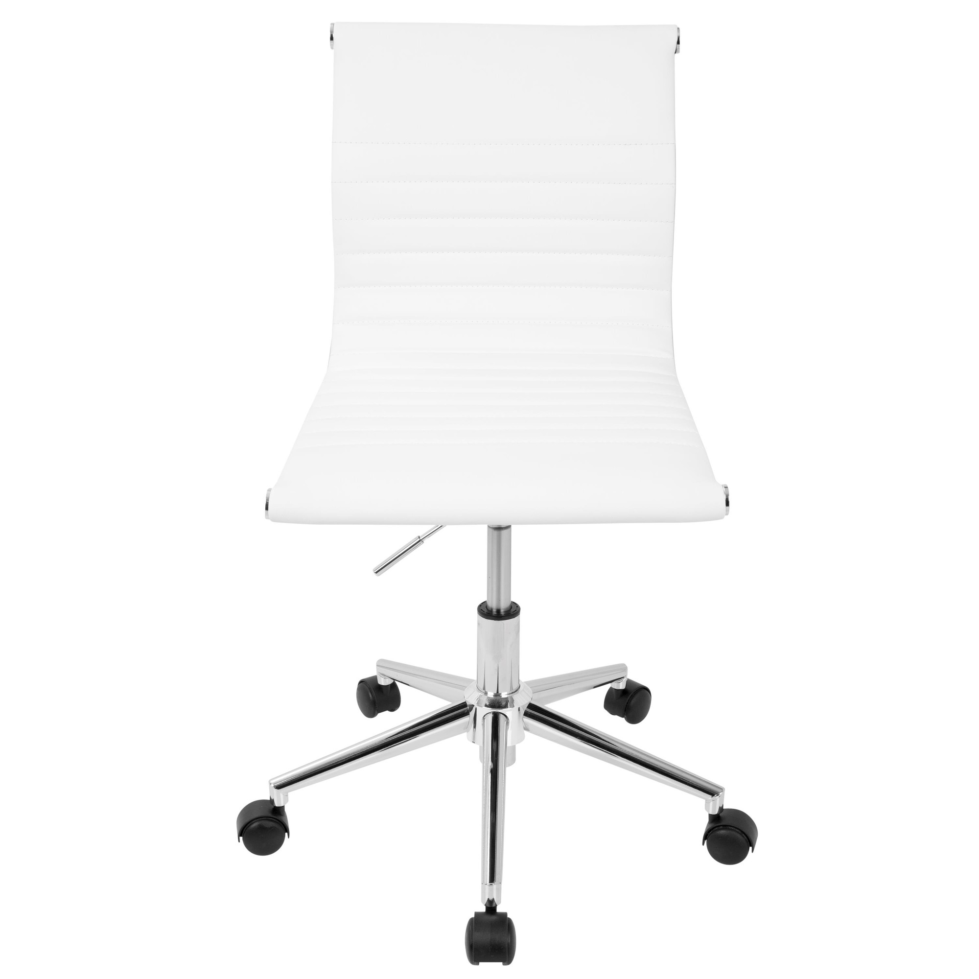 Master White Faux Leather Contemporary Armless Adjustable Task Chair 6 Master White Faux Leather Contemporary Armless Adjustable Task Chair - Image 6