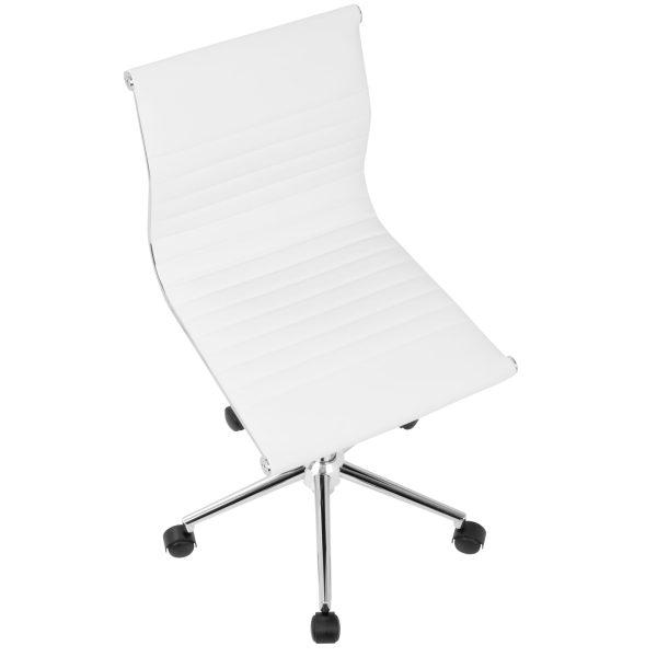 Master White Faux Leather Contemporary Armless Adjustable Task Chair 6