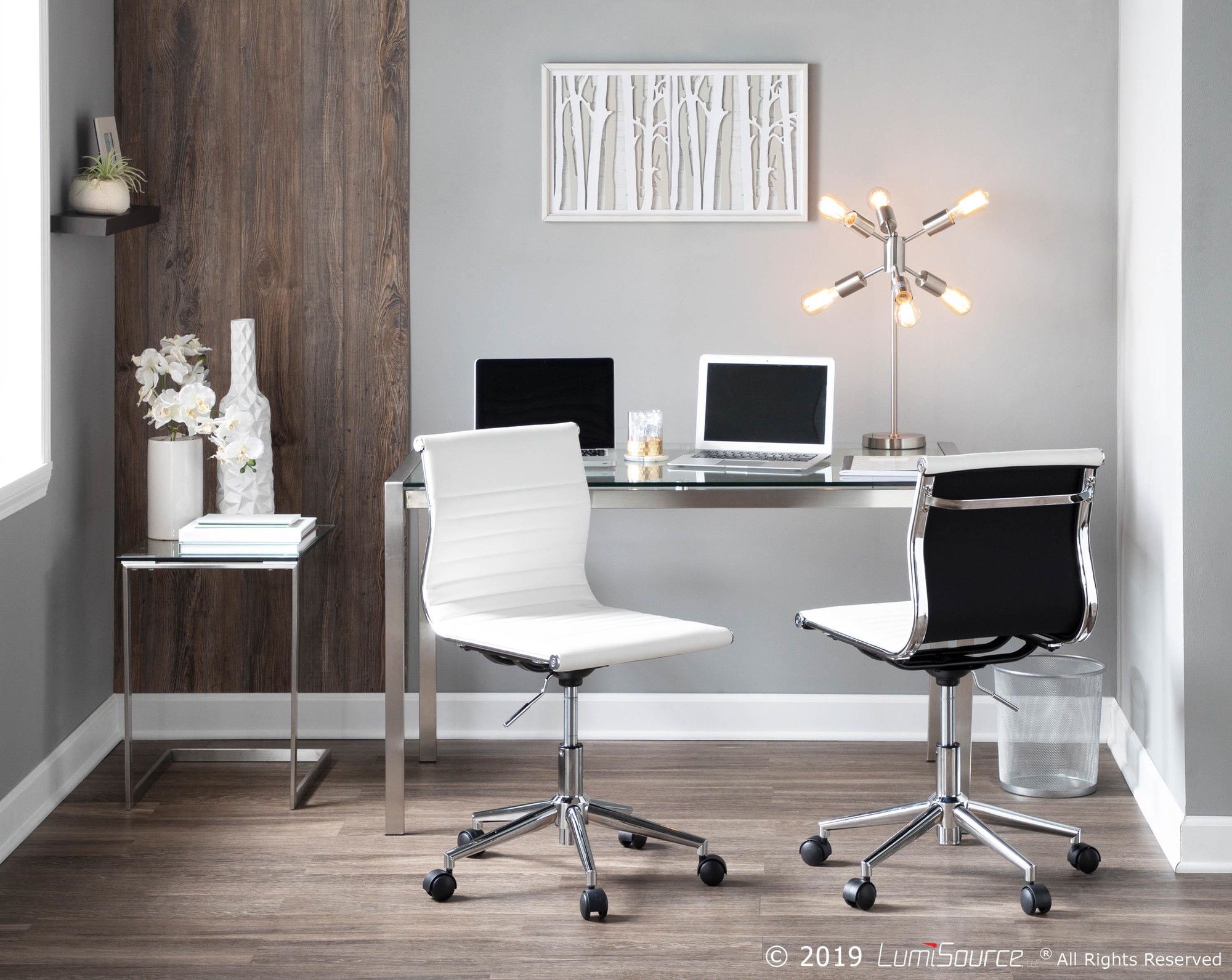 Master White Faux Leather Contemporary Armless Adjustable Task Chair 1 Master White Faux Leather Contemporary Armless Adjustable Task Chair