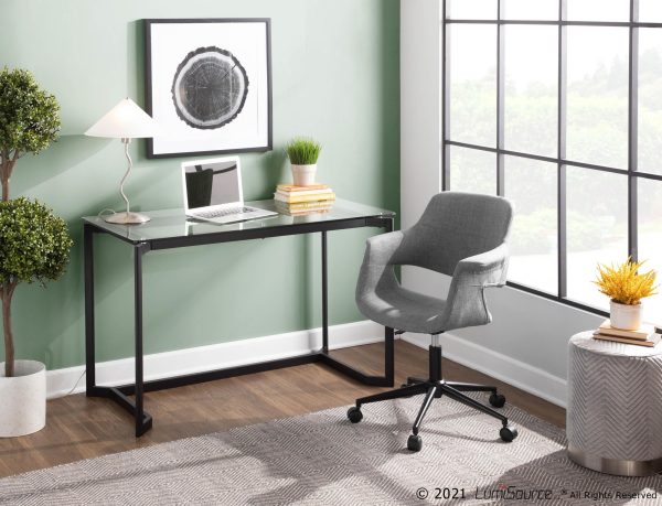 Masters Black Steel and Glass Contemporary Office Desk 1