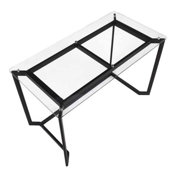 Masters Black Steel and Glass Contemporary Office Desk 11