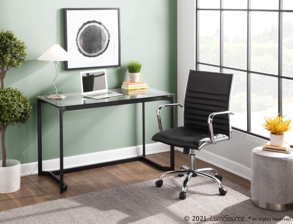 Masters Black Steel and Glass Contemporary Office Desk 2