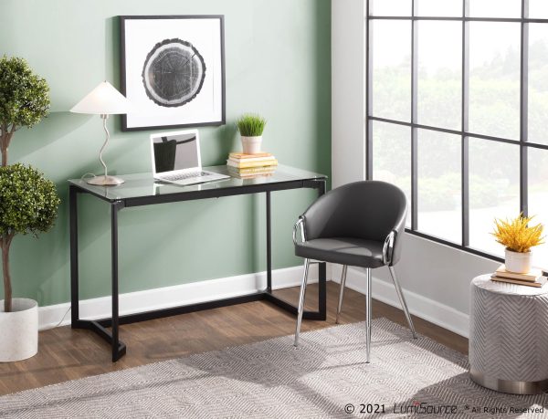 Masters Black Steel and Glass Contemporary Office Desk 3