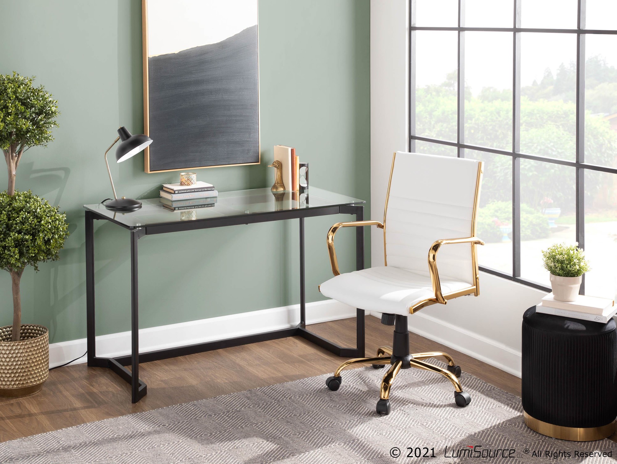 Masters Black Steel and Glass Contemporary Office Desk 6 Masters Black Steel and Glass Contemporary Office Desk - Image 6