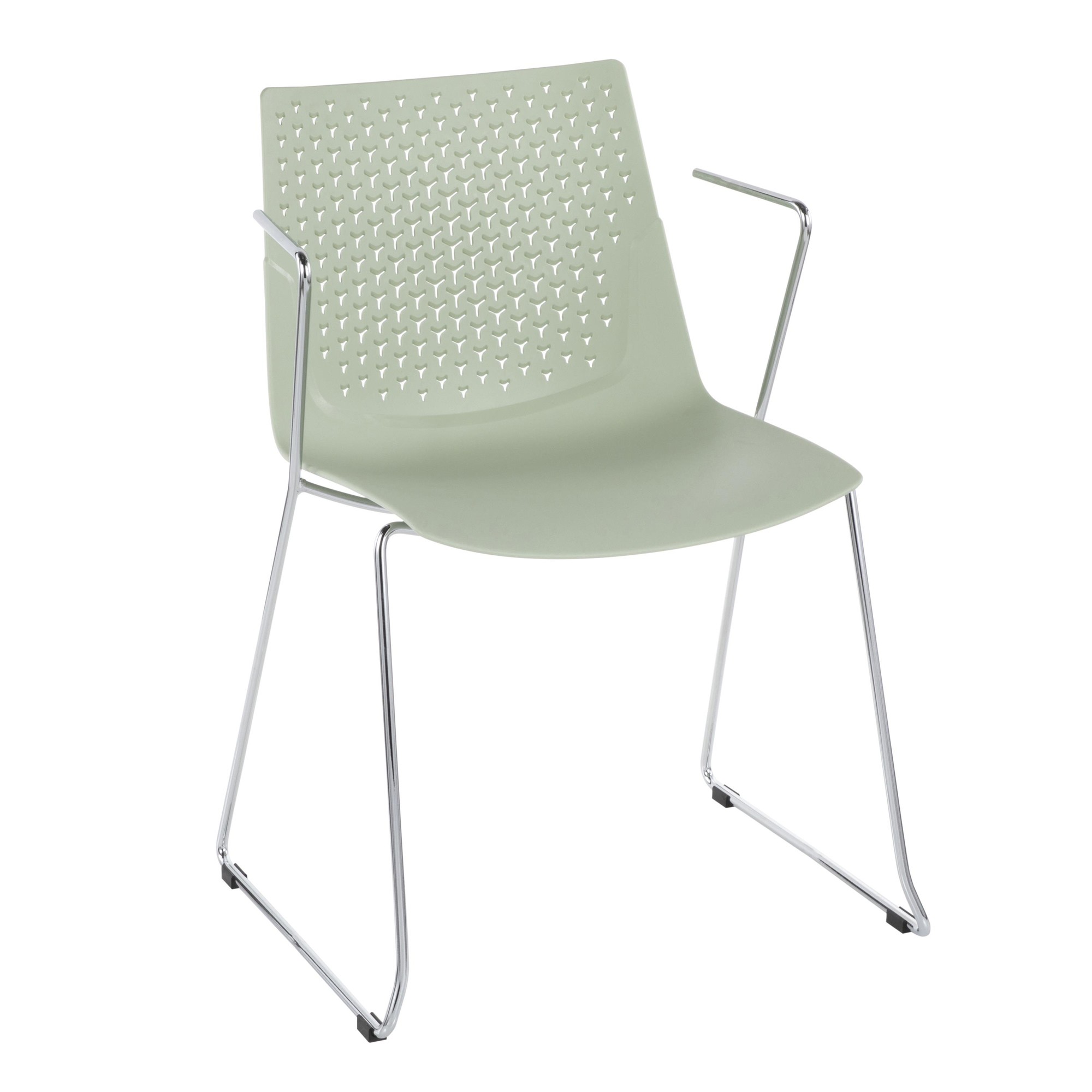 Matcha Green Chrome Contemporary Dining Accent Chairs (Set of 2) 2 Matcha Green Chrome Contemporary Dining Accent Chairs (Set of 2) - Image 2