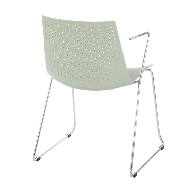 Matcha Green Chrome Contemporary Dining Accent Chairs Set of 2 3