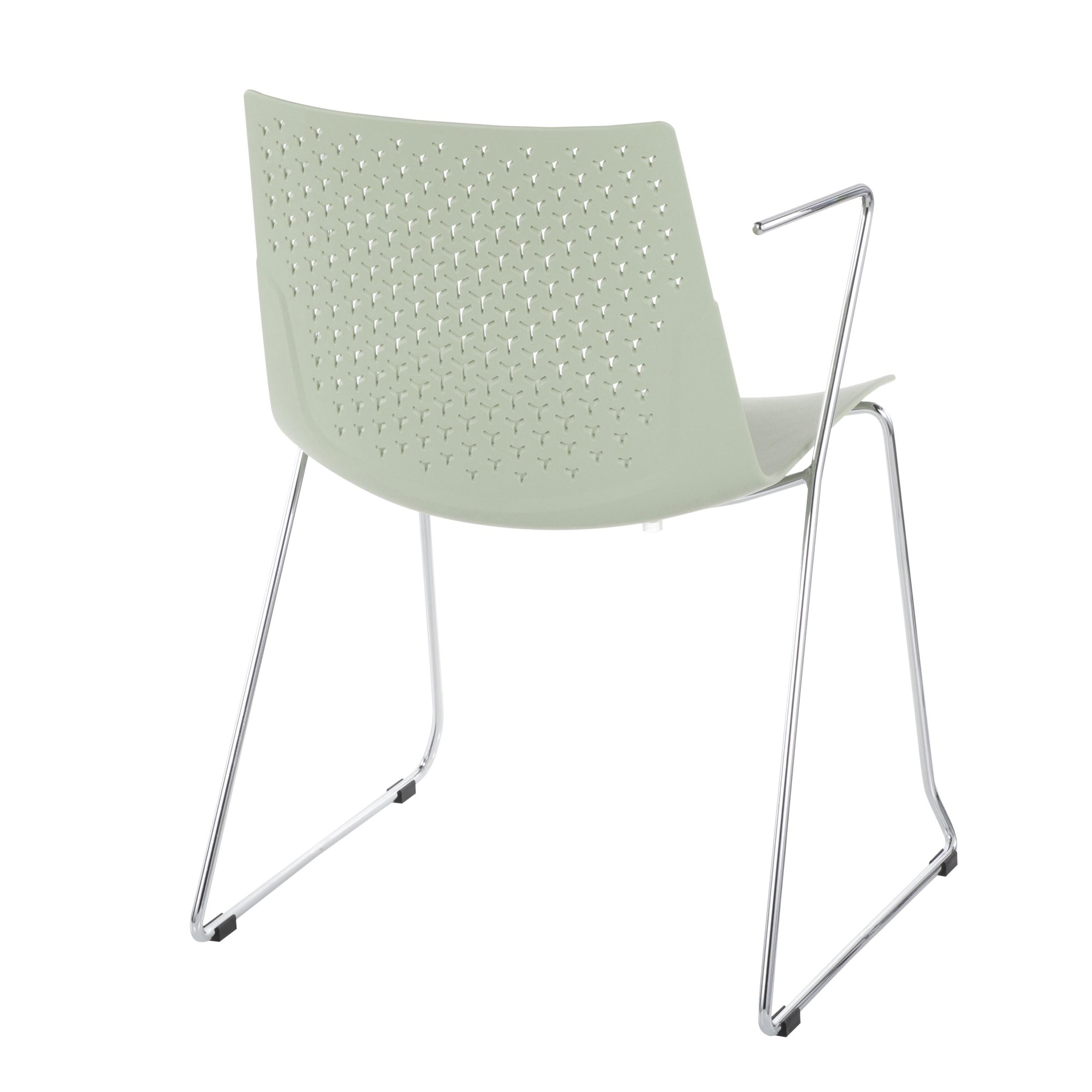 Matcha Green Chrome Contemporary Dining Accent Chairs (Set of 2) 4 Matcha Green Chrome Contemporary Dining Accent Chairs (Set of 2) - Image 4